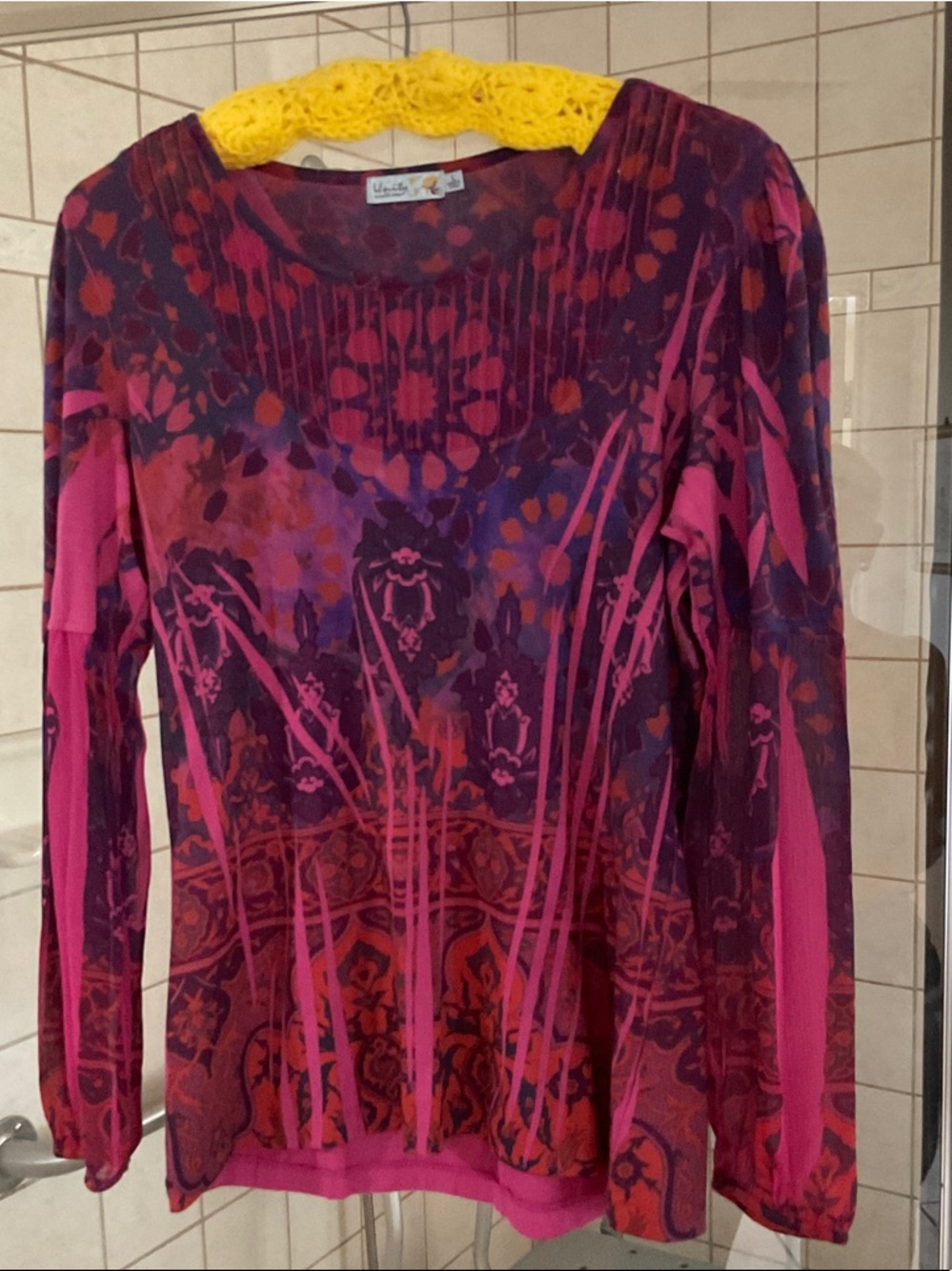 Unity World Wear Fuchsia & Purple Patterned Long-Sleeve Tee